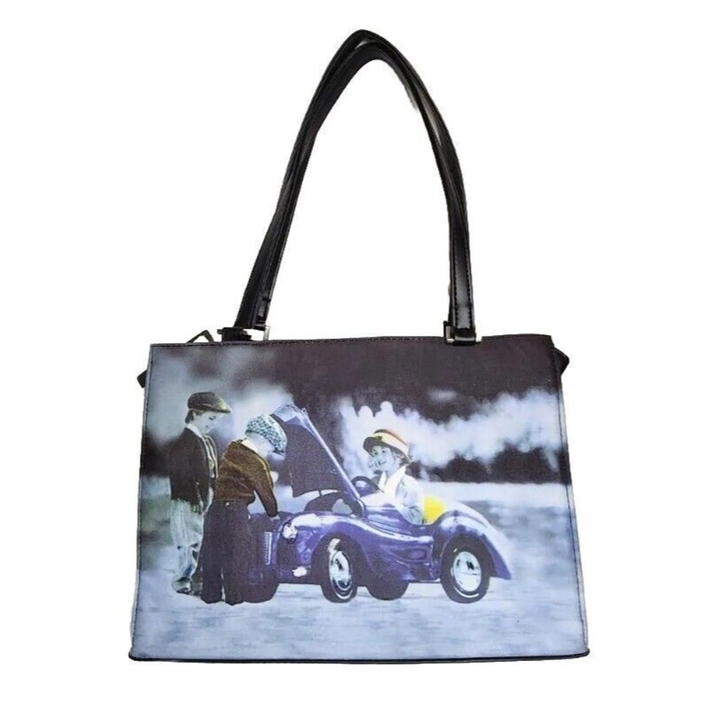 Behringer Purse Handbag Car Trouble Children Blue Black Trim Zip Silver …